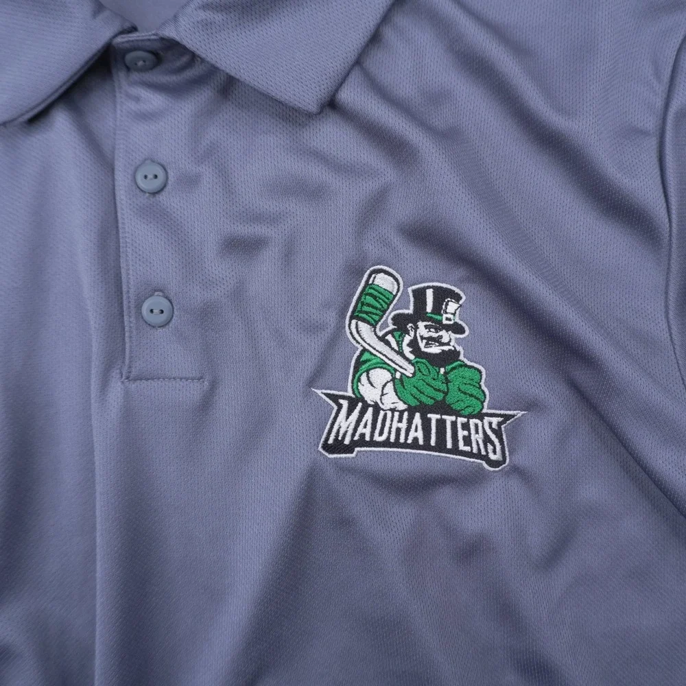 Adidas Polo Shirt Mens XL Grey Danbury Madhatters Hockey Aeroready Performance